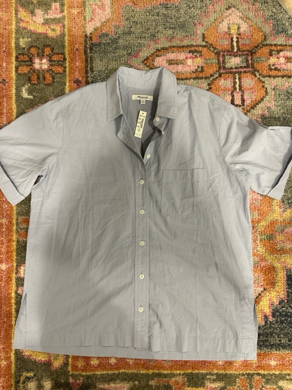 Madewell women’s Light Blue Short-Sleeve Button-Down Shirt XS NWT